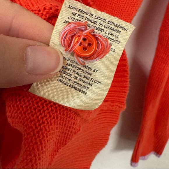 Moth Anthropologie Orange Lavender Trim Crew Neck Sweater Womens M Preppy - Picture 8 of 9